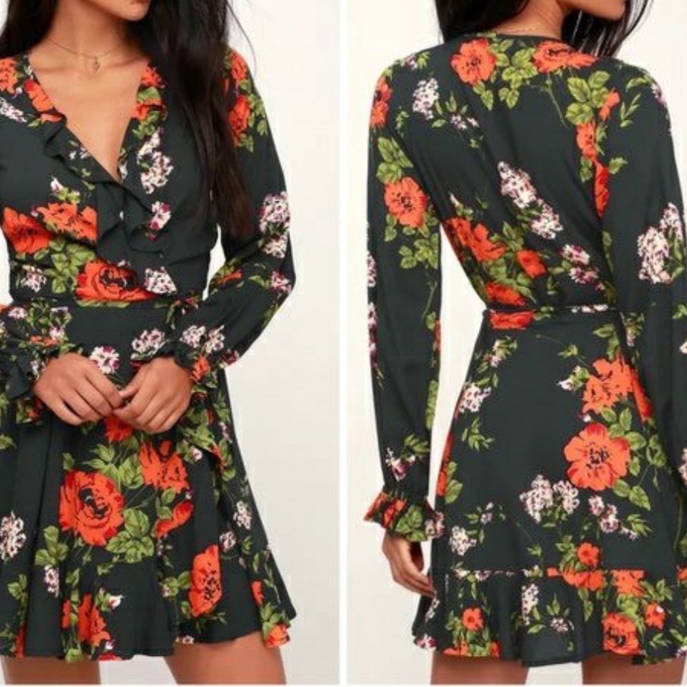 KIVARI floral mini wrap dress